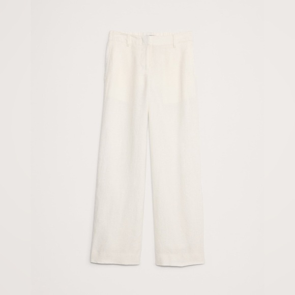 NWT Banana Republic The Everyday Wide Leg Linen Cream White Pant Sz M (#713516) - Picture 4 of 7